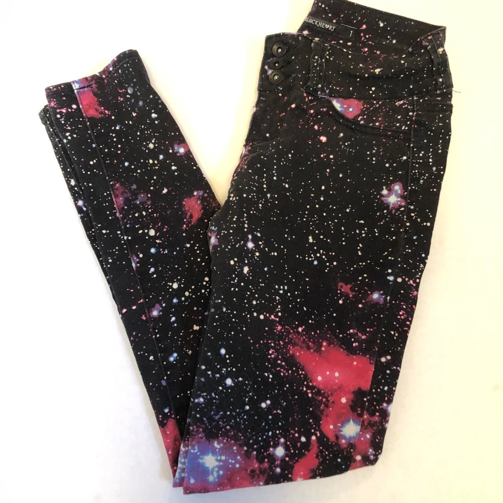 *Galaxy space print skinny jeans size 1 pants